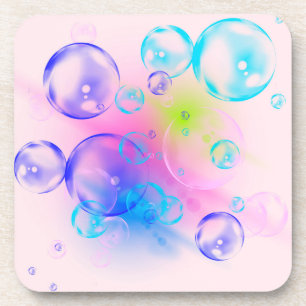 BUBBLES - Colourful Abstract Image of Fractal Art  Coaster