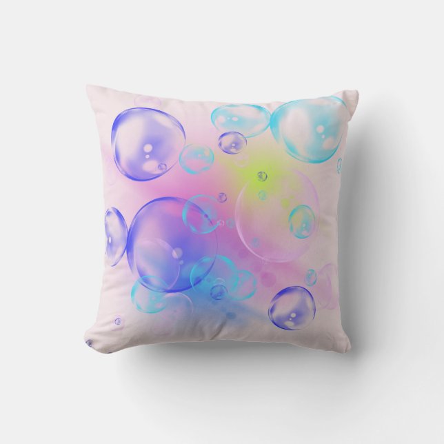 BUBBLES - Colourful Abstract Image of Fractal Art  Cushion (Front)