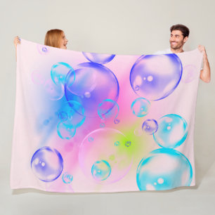 BUBBLES - Colourful Abstract Image of Fractal Art  Fleece Blanket