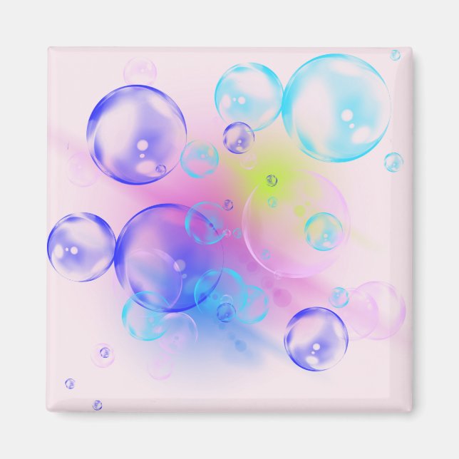 BUBBLES - Colourful Abstract Image of Fractal Art  Magnet (Front)