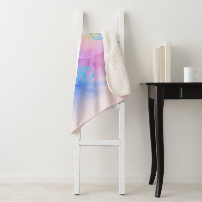 BUBBLES - Colourful Abstract Image of Fractal Art  Sherpa Blanket (In Situ)