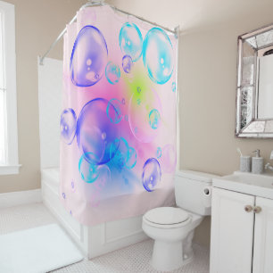 BUBBLES - Colourful Abstract Image of Fractal Art  Shower Curtain