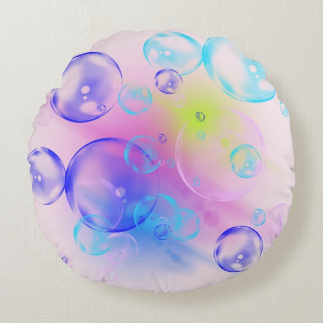 BUBBLES - Colourful Bubbles For Kids - Round Cushion (Front)