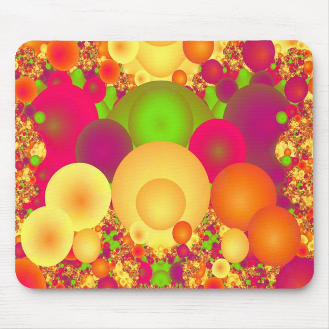 Bubbles Cool Colourful Abstract Fine Fractal Mouse Pad (Front)