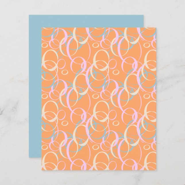 Bubbles Cream Pink Aqua Orange Scrapbook Paper (Front/Back)
