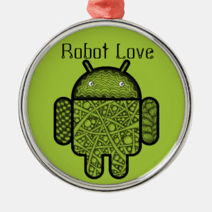 Bubbles Doodle Character for the Android™ robot Metal Ornament