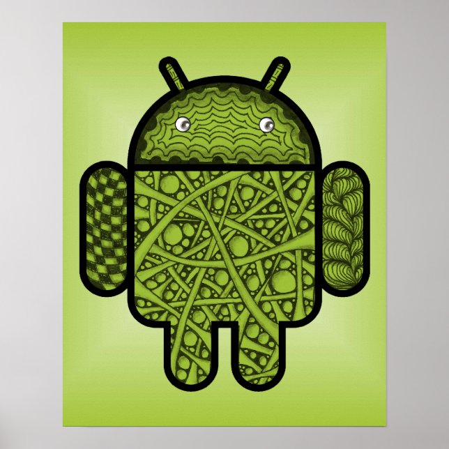 Bubbles Doodle Character for the Android™ robot Poster (Front)
