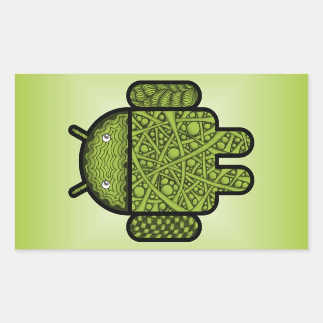 Bubbles Doodle Character for the Android™ robot Rectangular Sticker (Front)