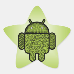 Bubbles Doodle Character for the Android™ robot Star Sticker