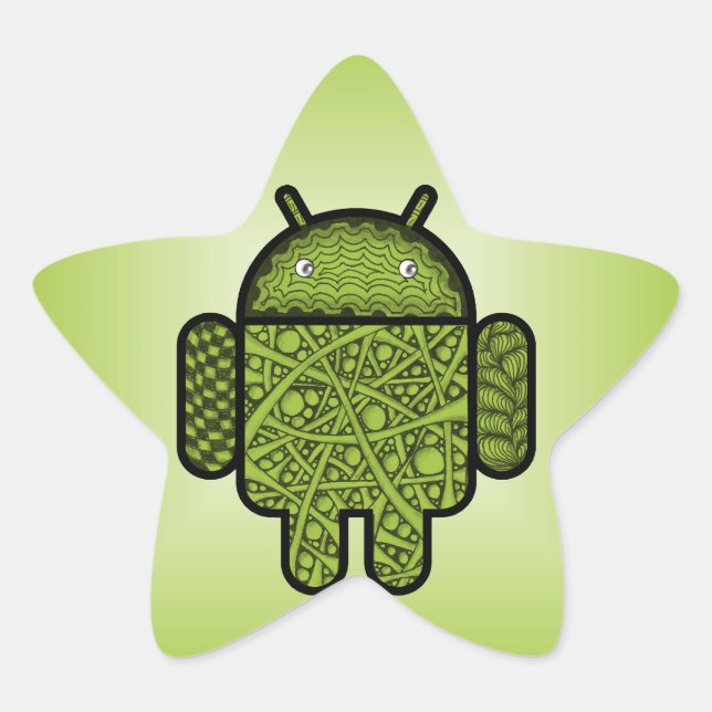 Bubbles Doodle Character for the Android™ robot Star Sticker (Front)