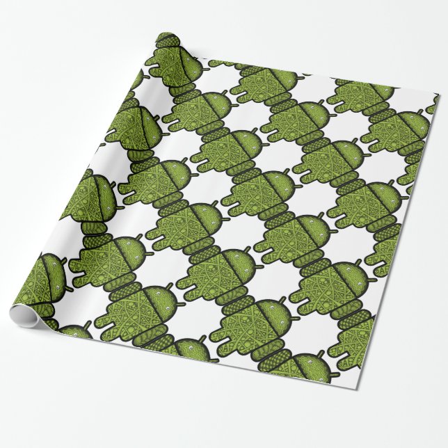 Bubbles Doodle Character for the Android™ robot Wrapping Paper (Unrolled)