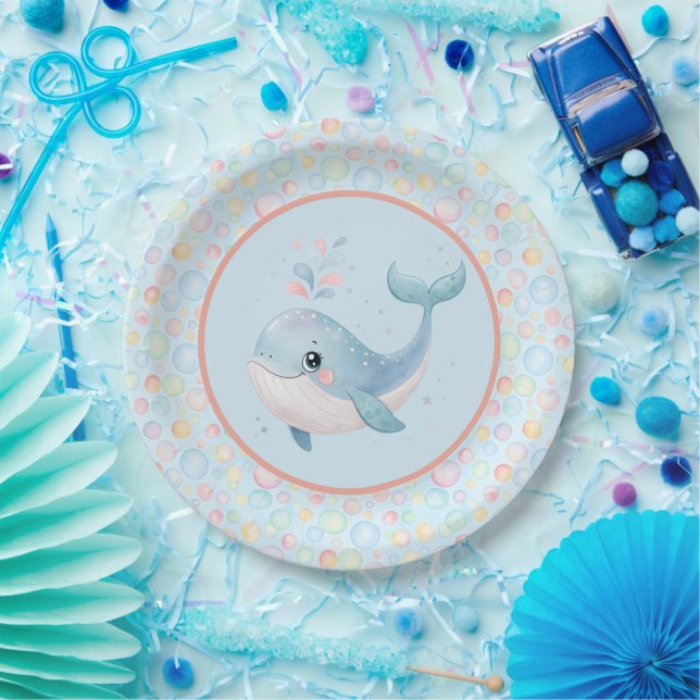 Bubbles & Fins Children's Birthday Bubbles Paper Plate (Party)