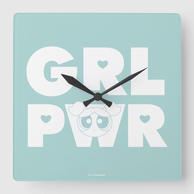 Bubbles: Girl Power Square Wall Clock (Front)