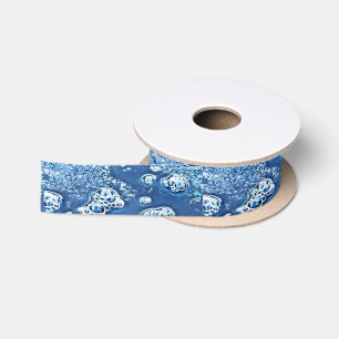 Bubbles Ice Water Blue Abstract Ribbon Satin Ribbon
