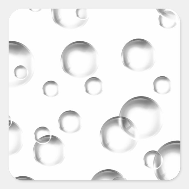 Bubbles in Black and White Square Sticker (Front)