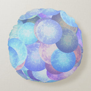 Bubbles in pastel rainbow colours -  round cushion