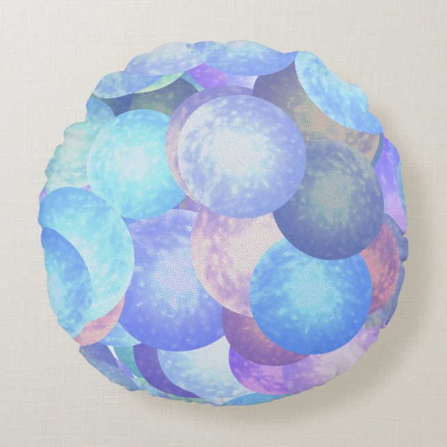 Bubbles in pastel rainbow colours -  round cushion (Front)