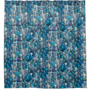 Bubbles in the Bathroom Aqua Blue Shower Curtain