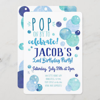 Bubbles Invitation Bubble Birthday Party Blue Boy