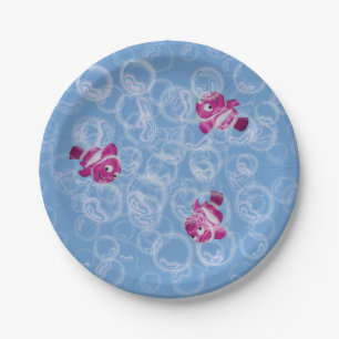 Bubbles n Fish (pink) Paper Plate