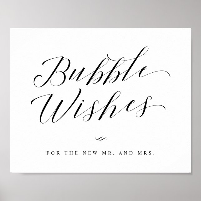 Bubbles Newlywed Send Off Calligraphy Wedding Sign (Front)