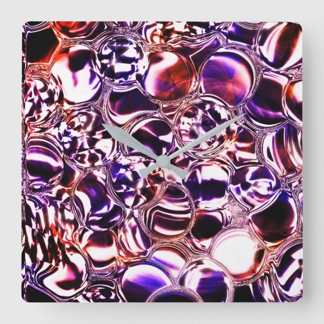 Bubbles of colour glass or precious stones? square wall clock (Front)