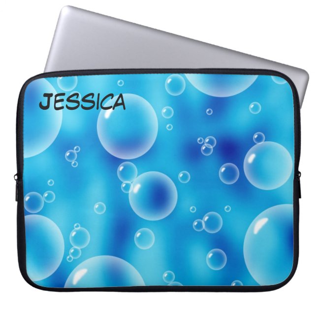 Bubbles on a Blue Background Laptop Sleeve (Front)