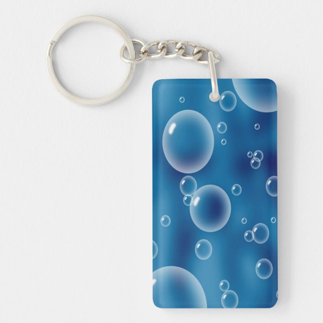 Bubbles On Dark Blue Background Key Ring (Front)