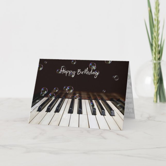 Bubbles on Piano Birthday Card (Front)