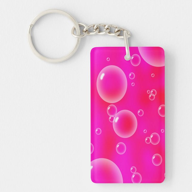 Bubbles On Pink Background Key Ring (Front)