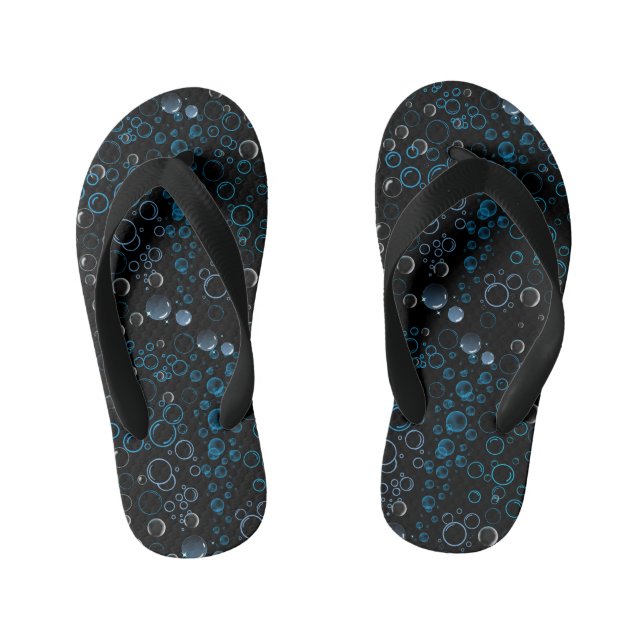 Bubbles pattern 01 Black BG Kid's Thongs (Footbed)