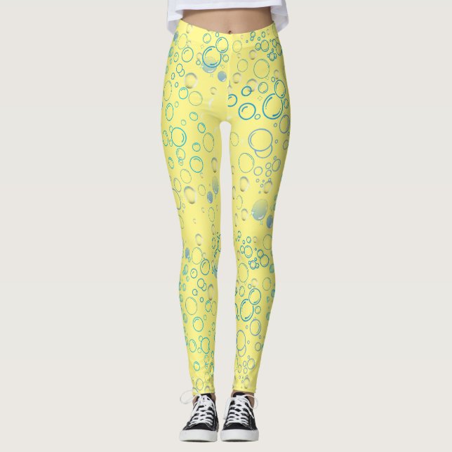 Bubbles pattern 01 Lyellow BG Leggings (Front)