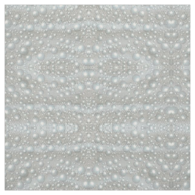 Bubbles Pearls Silver Blue White Warped Fabric (Swatch)