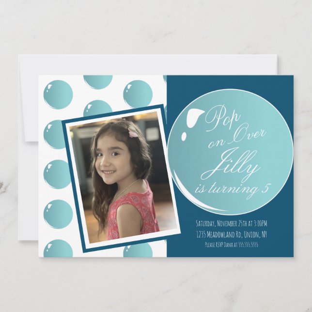 Bubbles Pop Over Pink Theme Birthday Party  Invitation (Front)