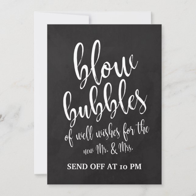 Bubbles Send Off Affordable Chalkboard Sign Invitation (Front)