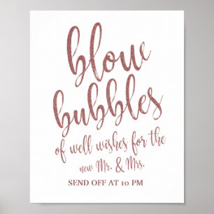 Bubbles Send Off Rose Gold Glitter 8x10 Sign