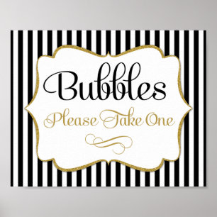 Bubbles Sign Black Gold Stripe