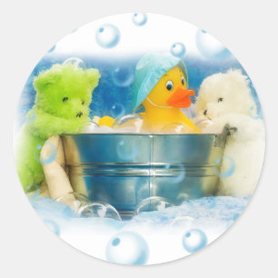 Bubbles teddy bears classic round sticker