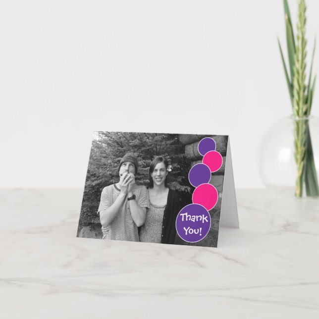 Bubbles Thank You Notecard (Purple / Magenta Pink) (Front)