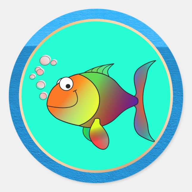 Bubbles the Fish Classic Round Sticker (Front)