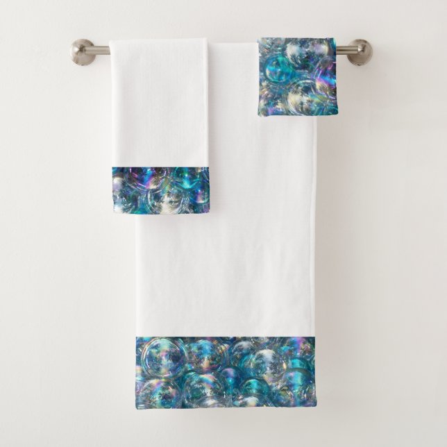 Bubbles Tiny Bubbles Bath Towel Set Aqua Blue (Insitu)
