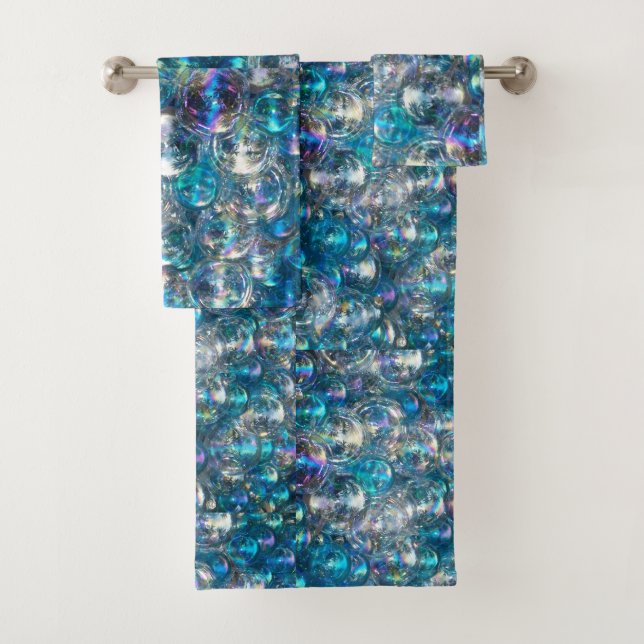 Bubbles Tiny Bubbles Bath Towel Set Blue Aqua (Insitu)