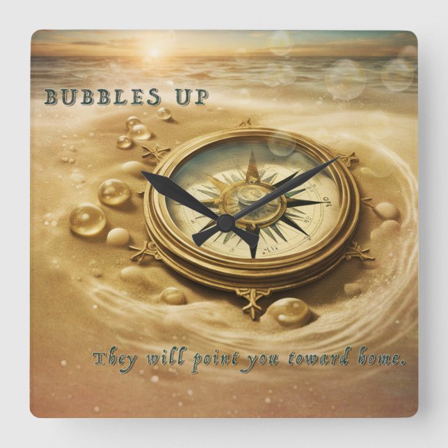 Bubbles Up -  Square Wall Clock (Front)