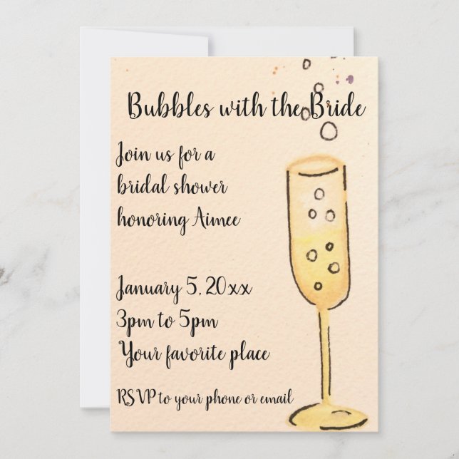 Bubbles with the Bride Invitation (Front)