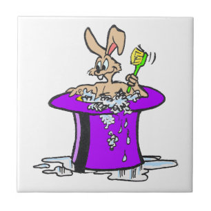 Bubbling Bunny Ceramic Tile Customizable
