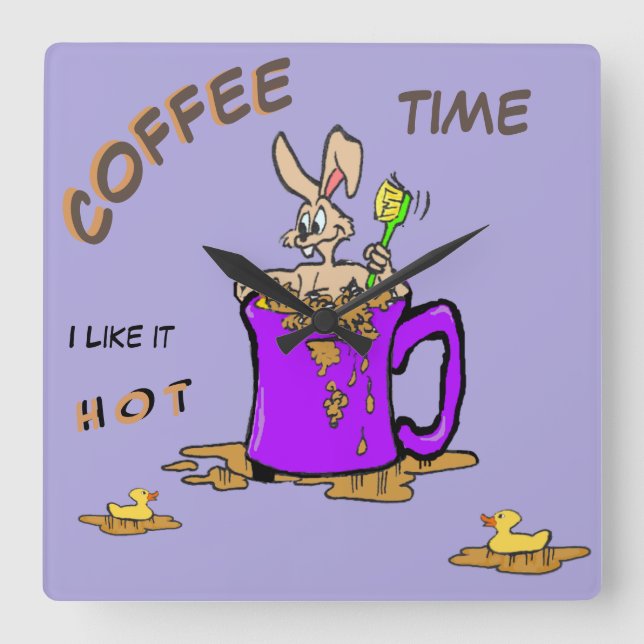 Bubbling Bunny Coffee Lover Cust. Clock (Front)