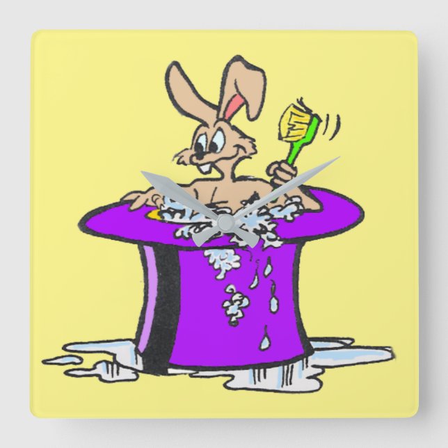 Bubbling Bunny Square Wall Clock Customisable (Front)