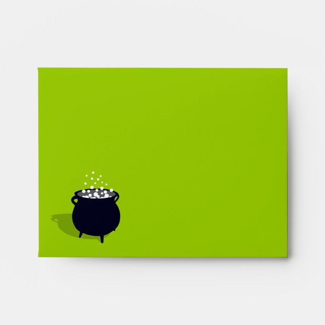 Bubbling cauldron brew black green Halloween fun Envelopes (Front)