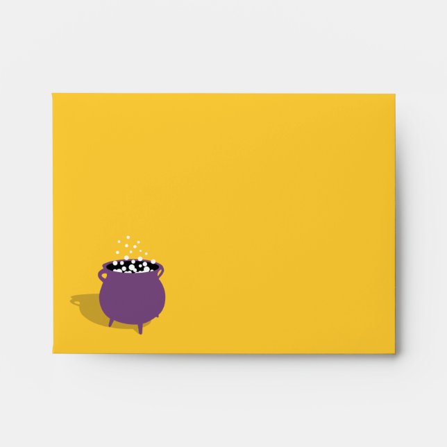 Bubbling cauldron brew purple yellow Halloween fun Envelopes (Front)