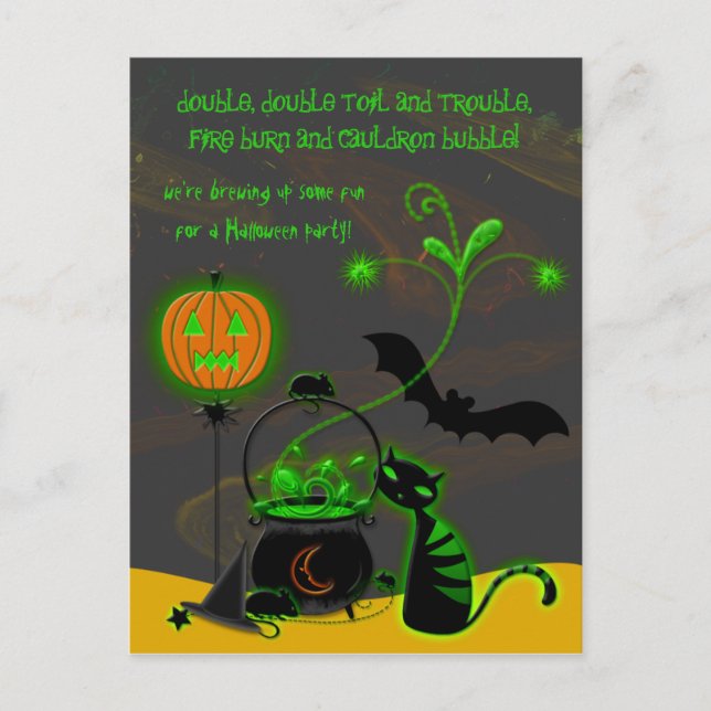 Bubbling Cauldron Halloween Party Invitation (Front)